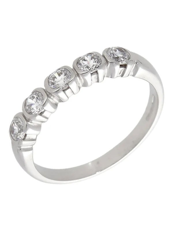 William May 9ct White Gold 5 Stone Cubic Zirconia Eternity Ring