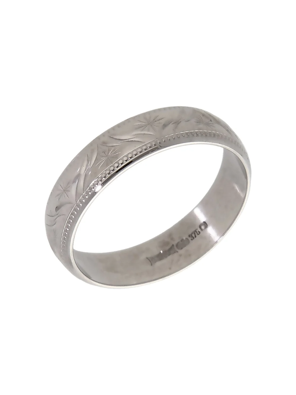 William May 9ct White Gold 5mm Patterned Wedding Band Ring