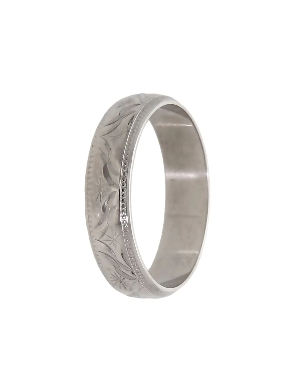 William May 9ct White Gold 5mm Patterned Wedding Band Ring, view 2