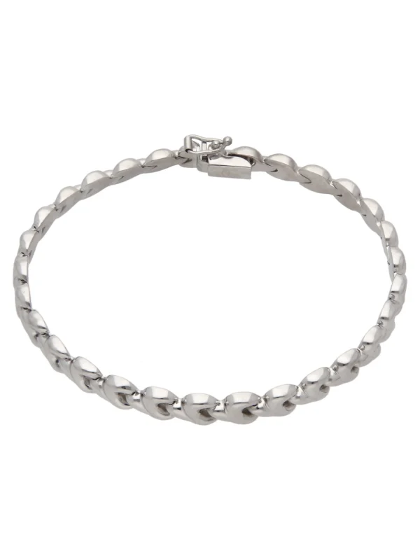 William May 9ct White Gold 7.75 Inch Hollow Fancy Link Bracelet