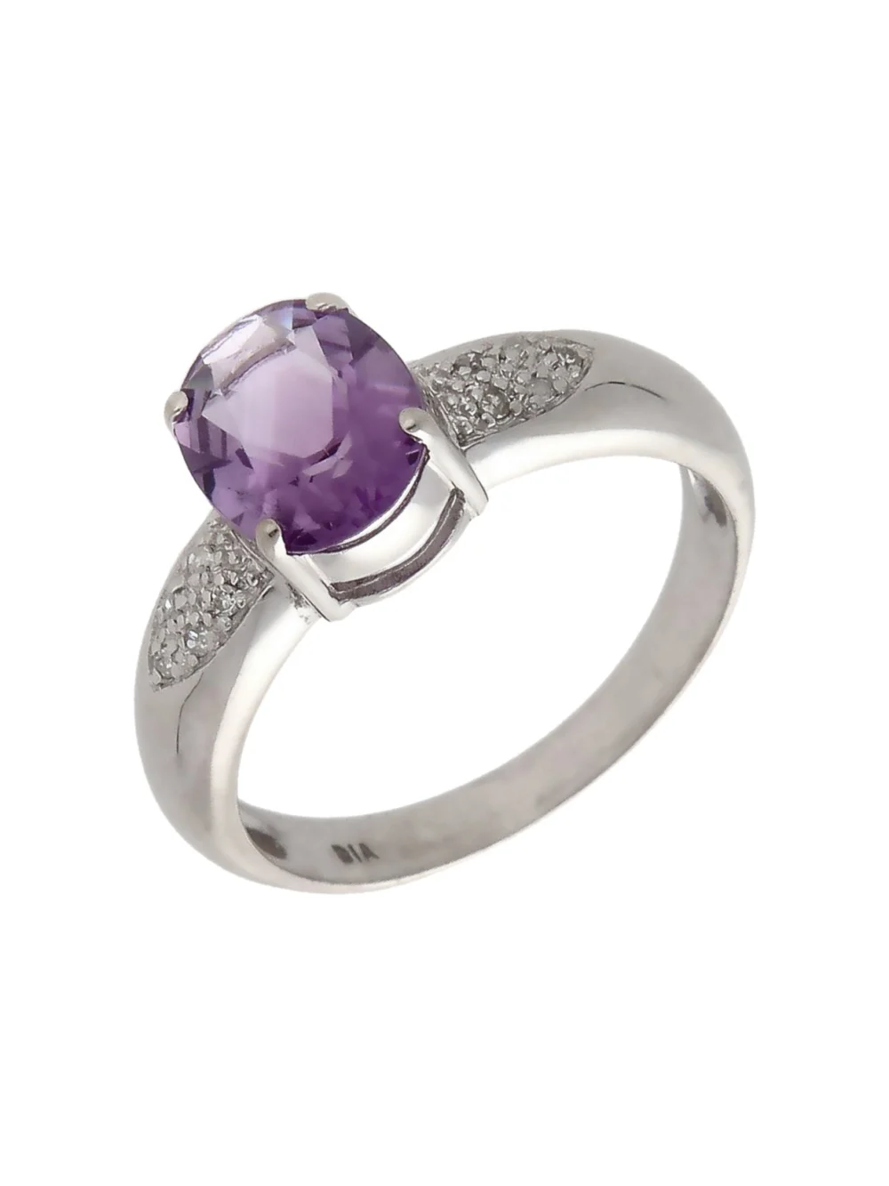 William May 9ct White Gold Amethyst & Diamond Dress Ring