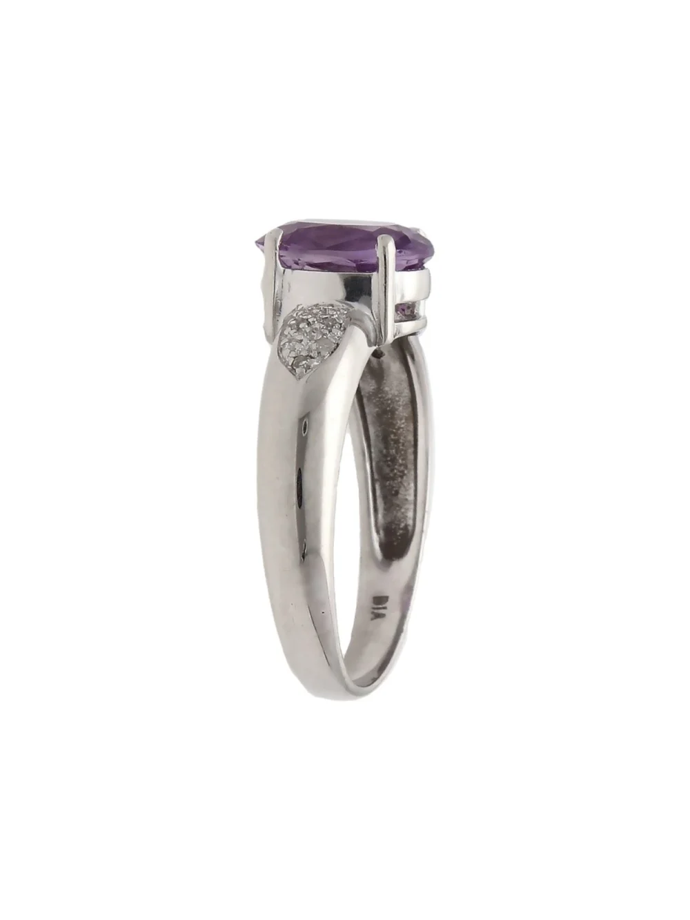 William May 9ct White Gold Amethyst & Diamond Dress Ring, view 2