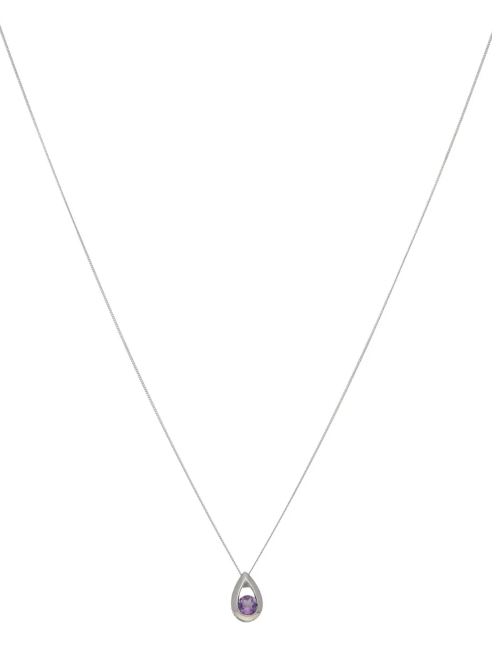 William May 9ct White Gold Amethyst Pendant & Chain Necklace, view 2