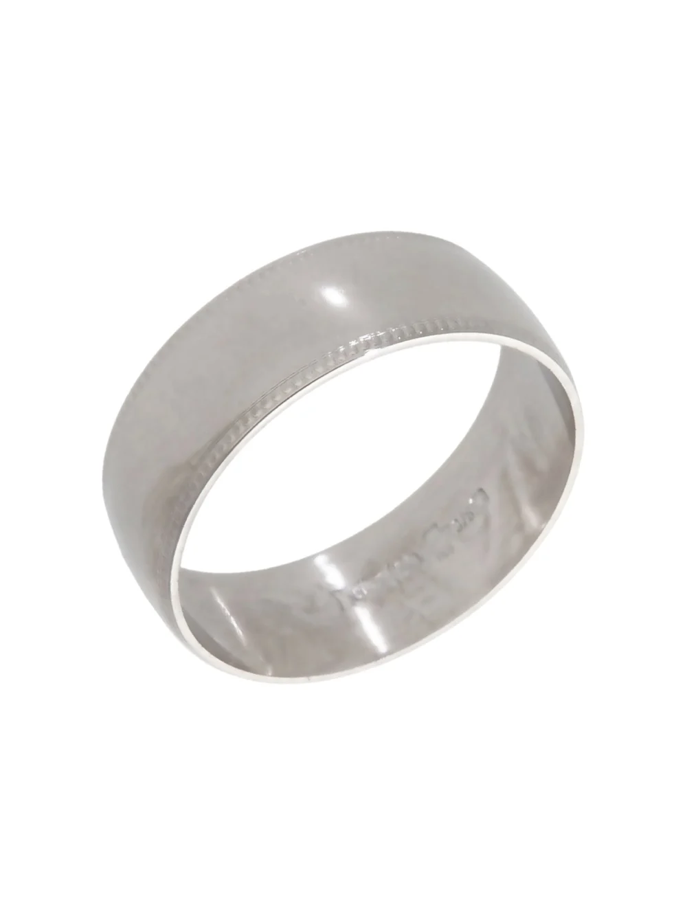 William May 9ct White Gold Beaded Edge 7mm Wedding Band Ring