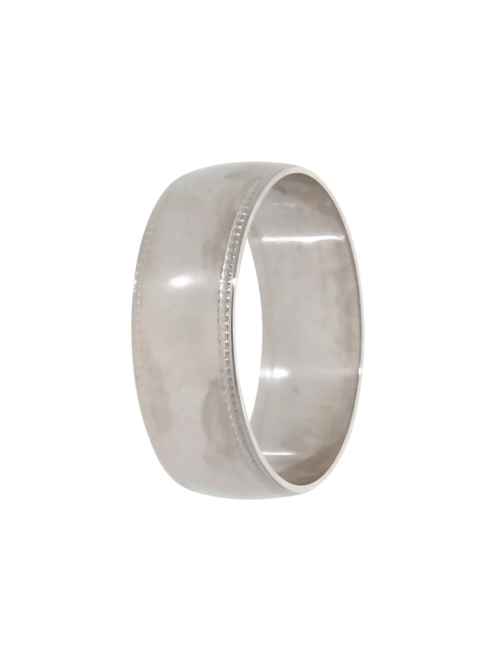William May 9ct White Gold Beaded Edge 7mm Wedding Band Ring, view 2