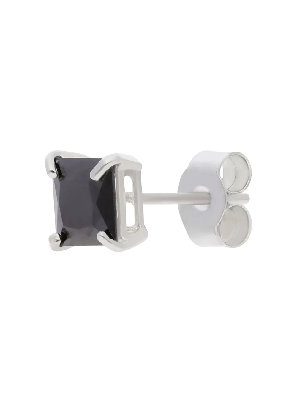 William May 9ct White Gold Black Cubic Zirconia Single Mens Stud Earring