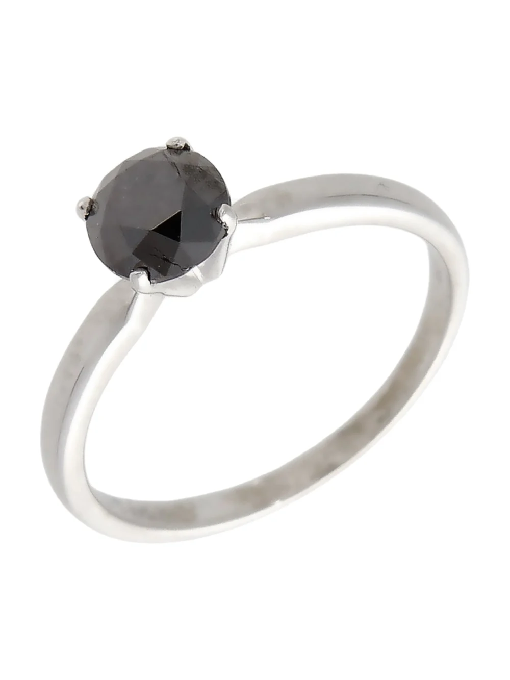 William May 9ct White Gold Black Diamond Solitaire Ring