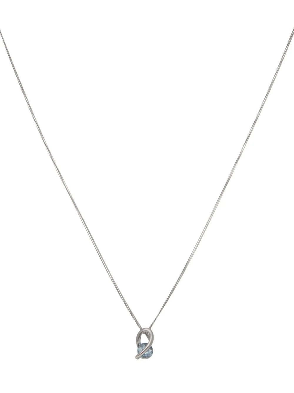 William May 9ct White Gold Blue Topaz Pendant & Chain Necklace