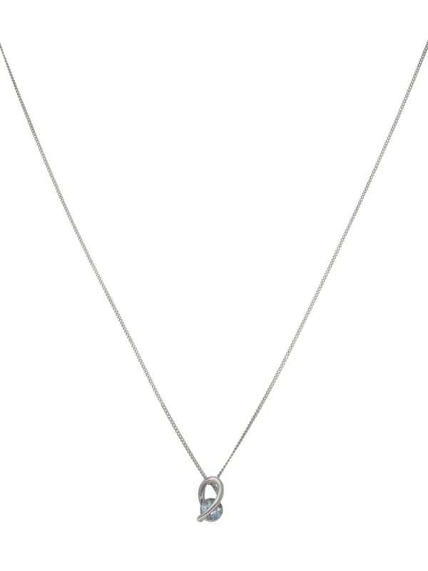William May 9ct White Gold Blue Topaz Pendant & Chain Necklace