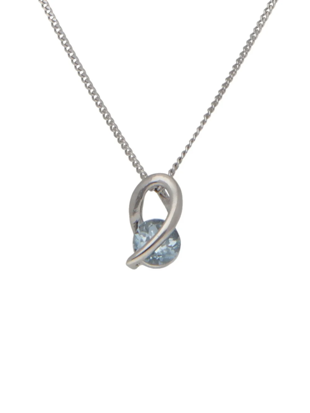 William May 9ct White Gold Blue Topaz Pendant & Chain Necklace, view 2