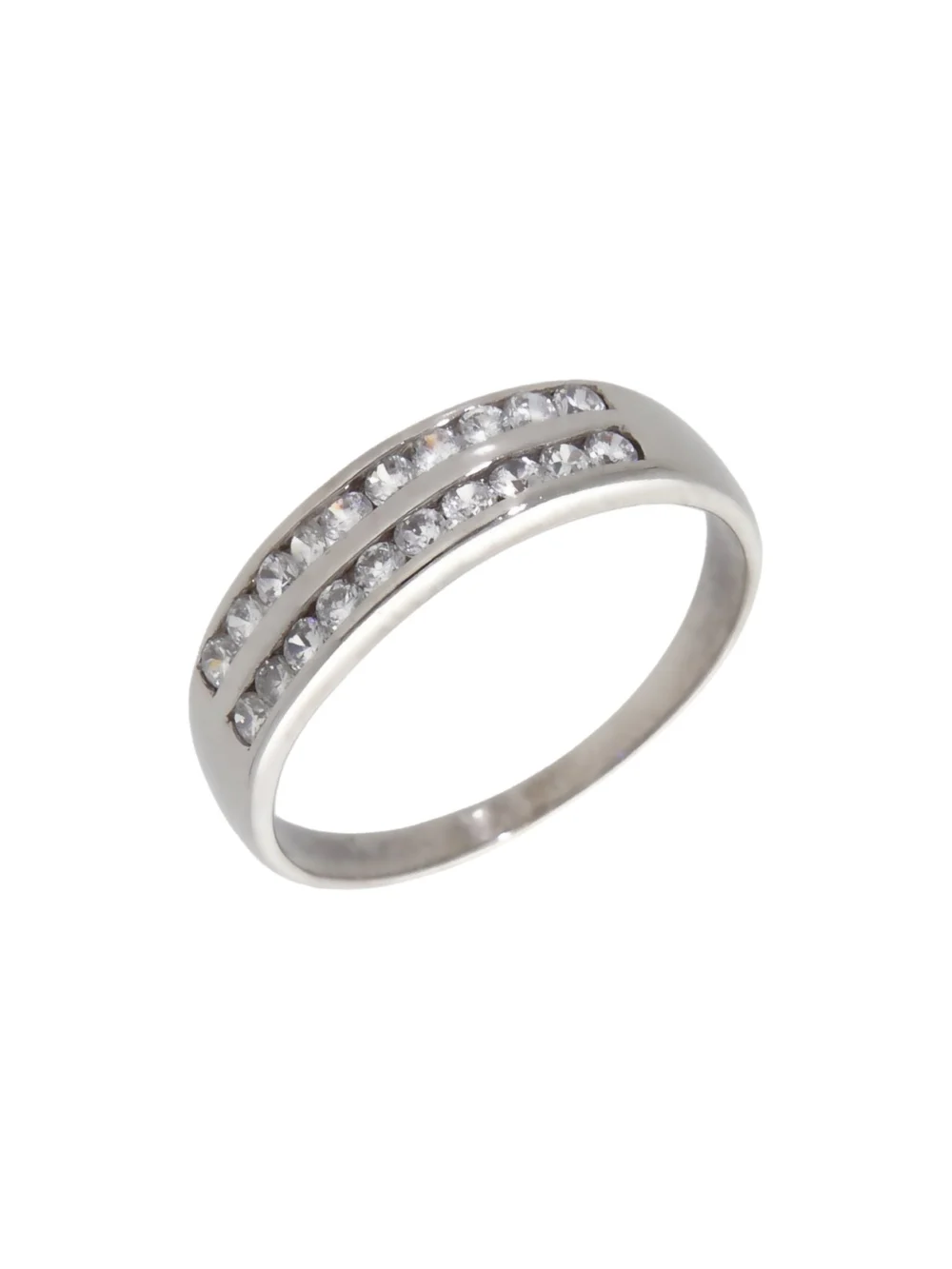 William May 9ct White Gold Cubic Zirconia 2 Row Half Eternity Ring
