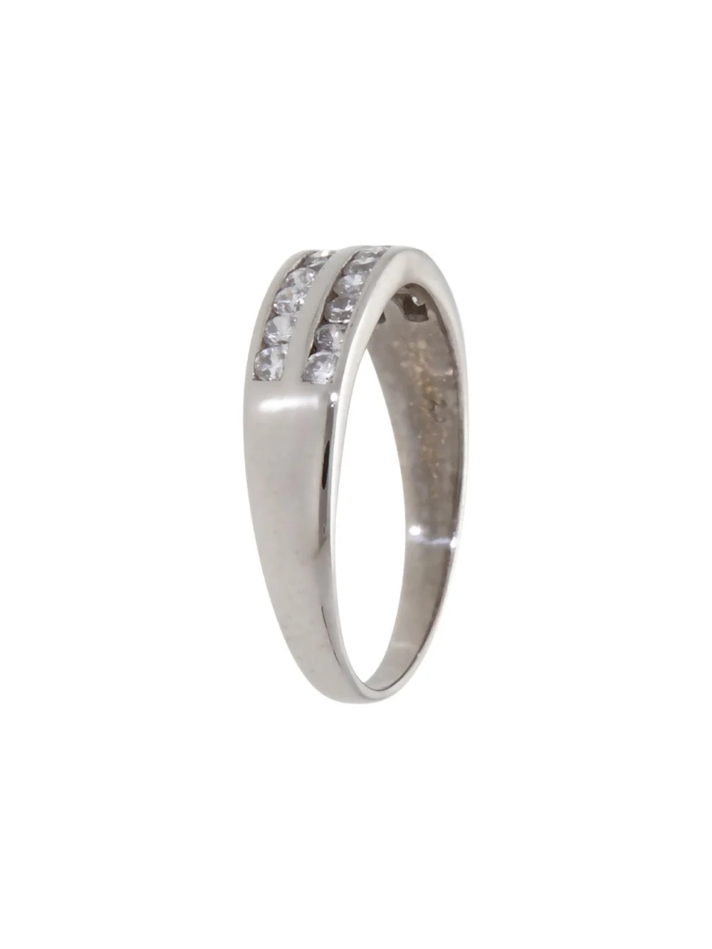 William May 9ct White Gold Cubic Zirconia 2 Row Half Eternity Ring, view 2