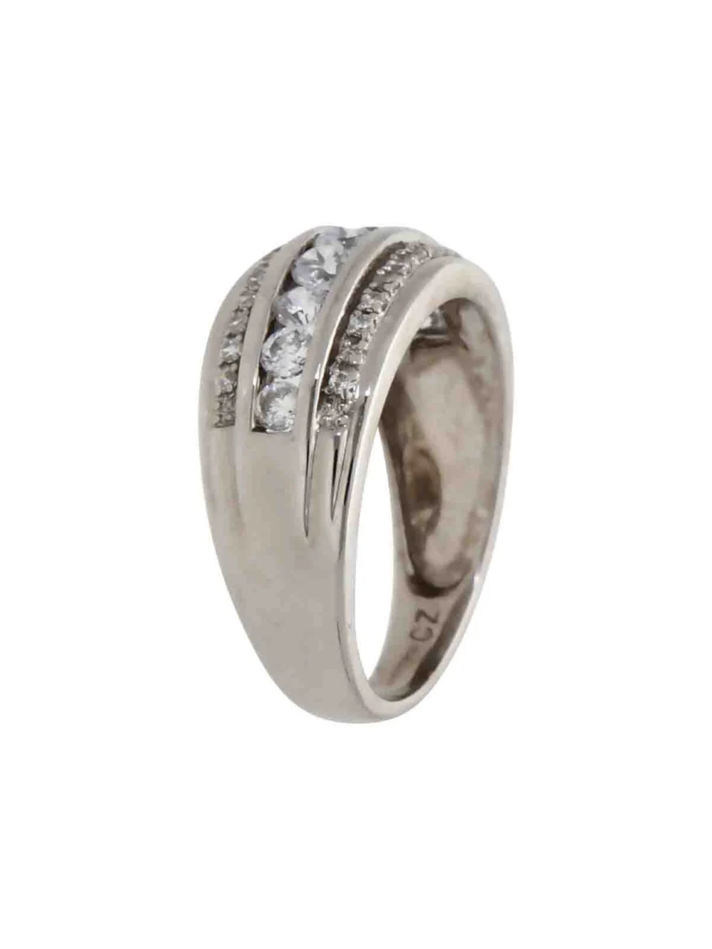 William May 9ct White Gold Cubic Zirconia 3 Row Dress Ring, view 2