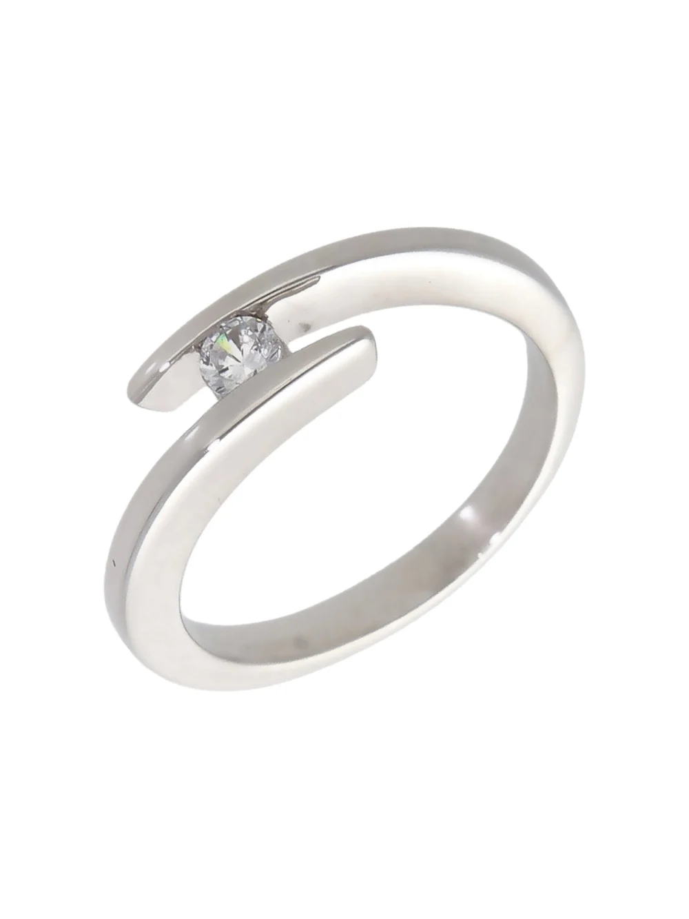 William May 9ct White Gold Cubic Zirconia Crossover Twist Ring