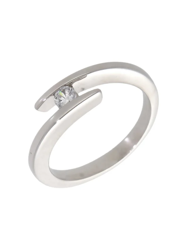 William May 9ct White Gold Cubic Zirconia Crossover Twist Ring