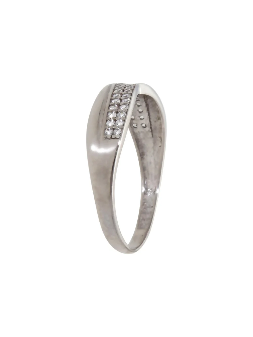 William May 9ct White Gold Cubic Zirconia Crossover Wave Ring, view 2