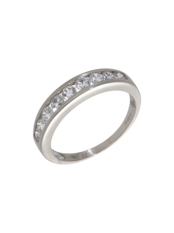 William May 9ct White Gold Cubic Zirconia Half Eternity Ring