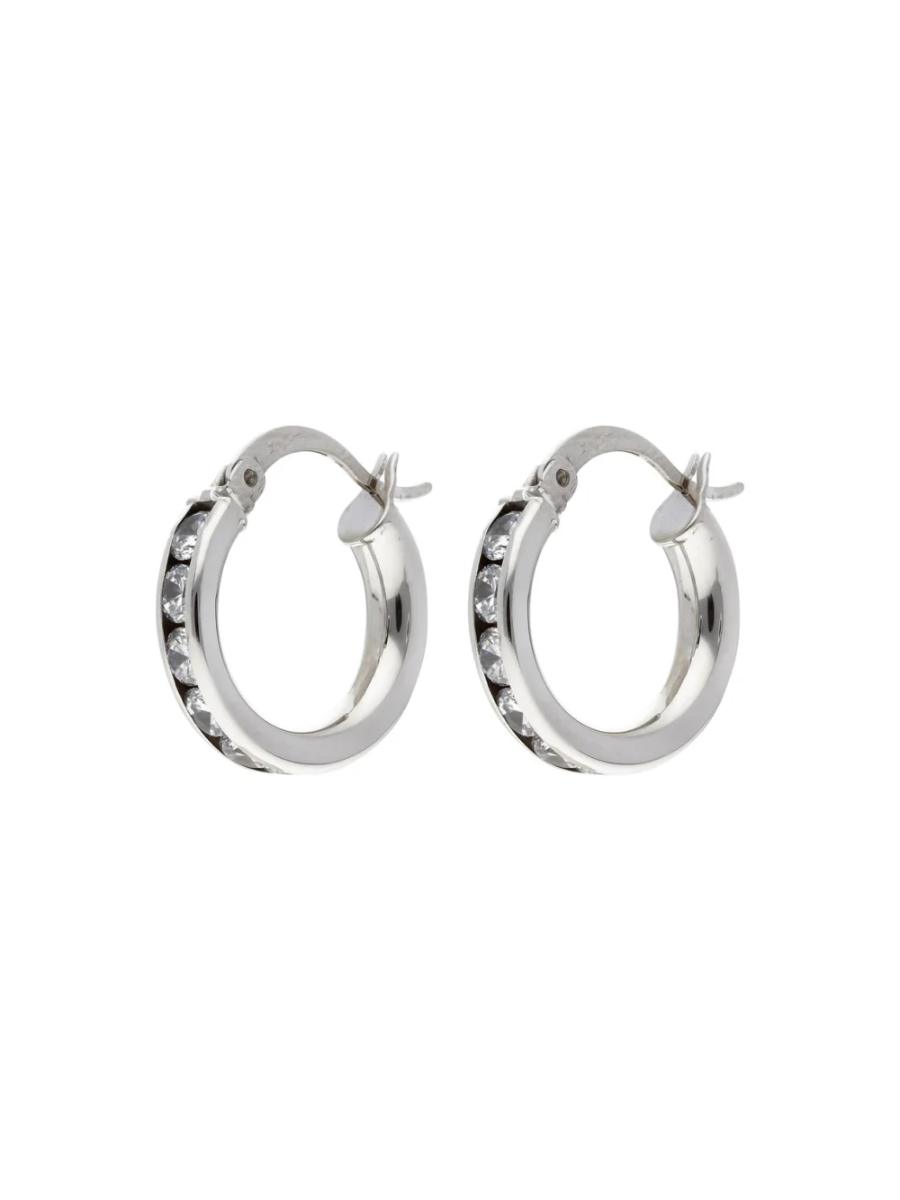 William May 9ct White Gold Cubic Zirconia Hoop Creole Earrings