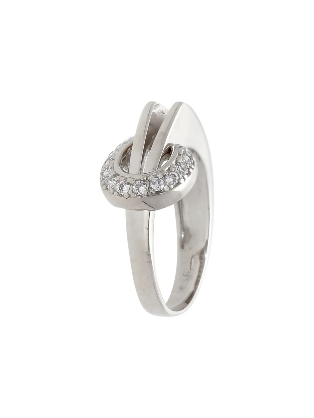 William May 9ct White Gold Cubic Zirconia Multi Row Wave Ring, view 2