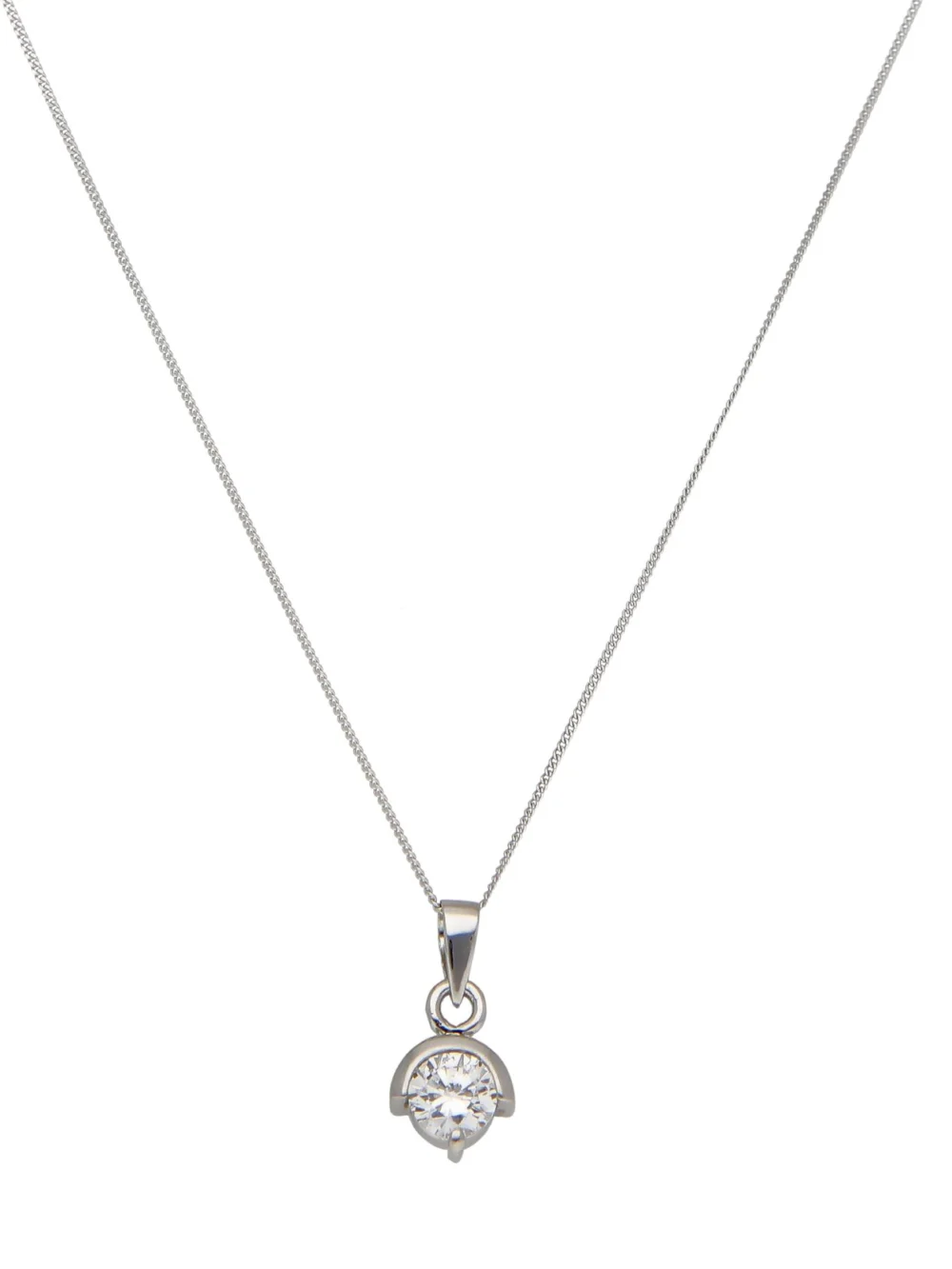 William May 9ct White Gold Cubic Zirconia Pendant Necklace
