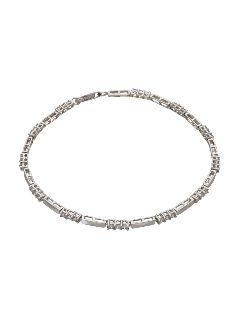 William May 9ct White Gold Cubic Zirconia Set Bar Link Bracelet