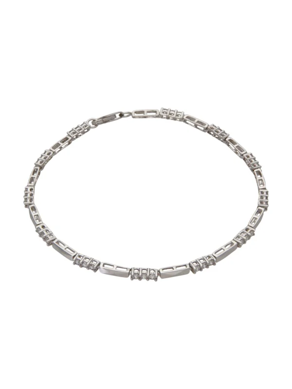 William May 9ct White Gold Cubic Zirconia Set Bar Link Bracelet