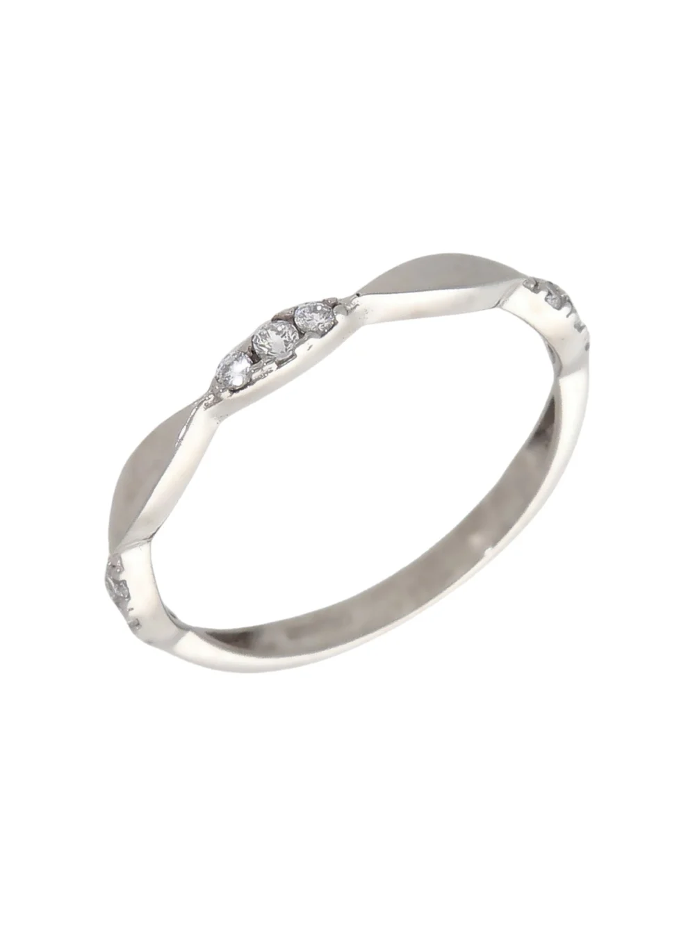 William May 9ct White Gold Cubic Zirconia Set Shaped Band Ring