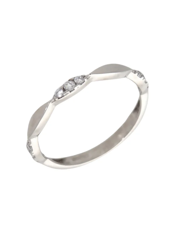 William May 9ct White Gold Cubic Zirconia Set Shaped Band Ring