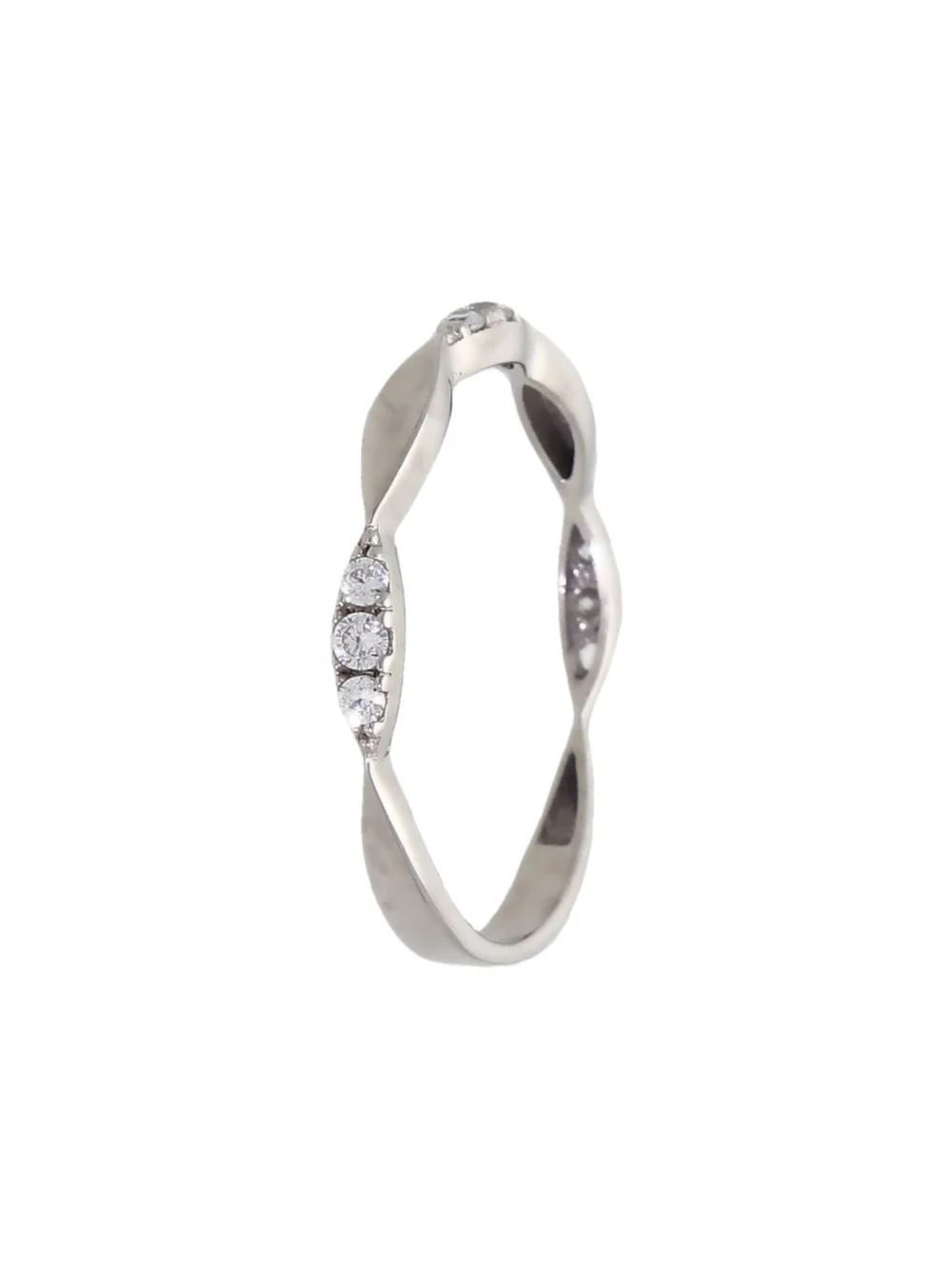 William May 9ct White Gold Cubic Zirconia Set Shaped Band Ring, view 2