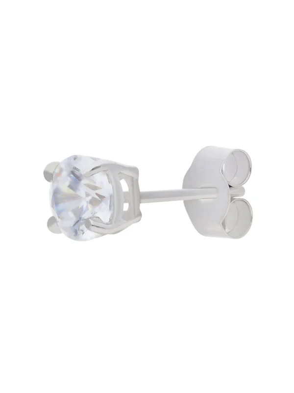 William May 9ct White Gold Cubic Zirconia Single Mens Stud Earring