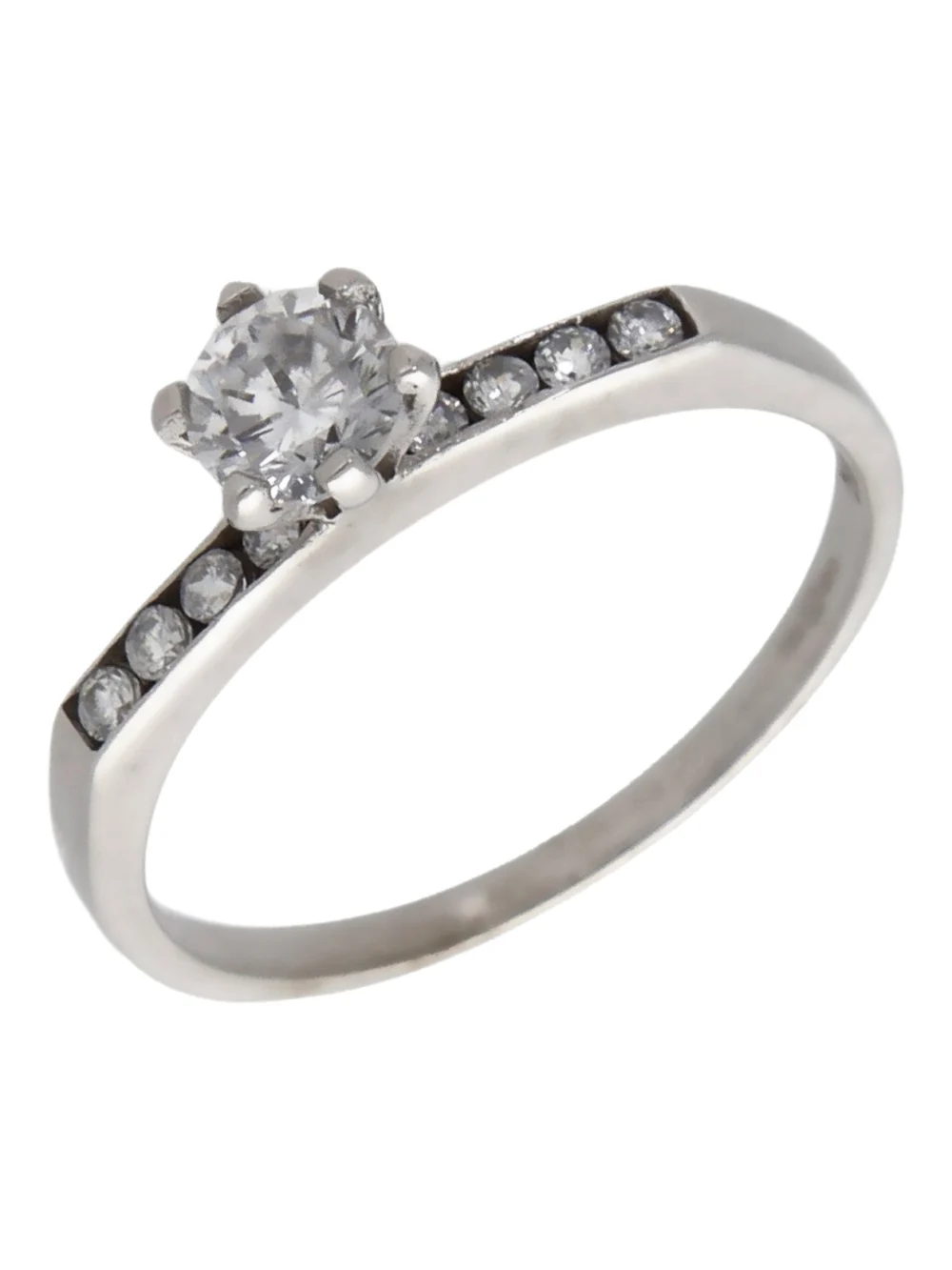 William May 9ct White Gold Cubic Zirconia Solitaire & Band Ring