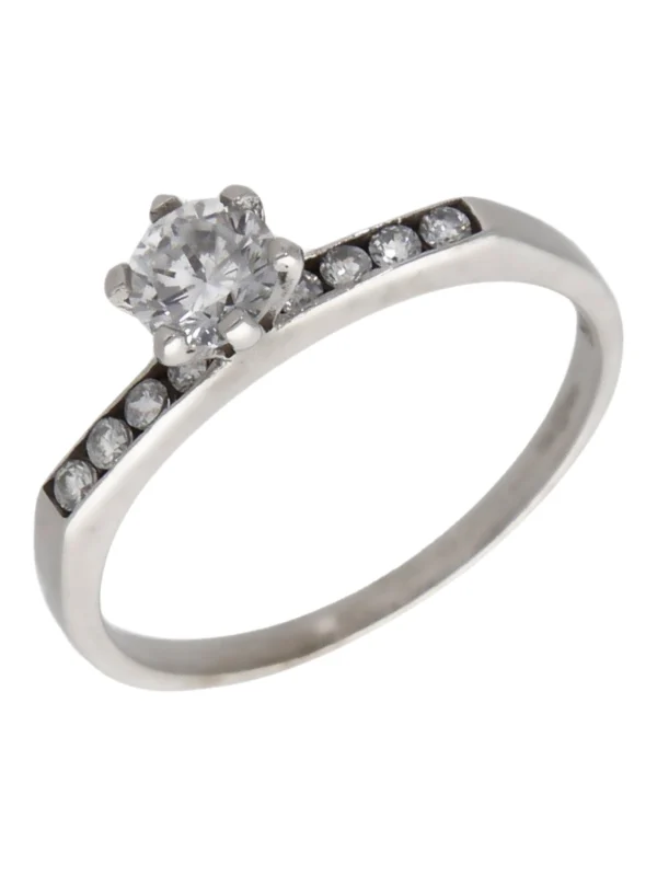 William May 9ct White Gold Cubic Zirconia Solitaire & Band Ring