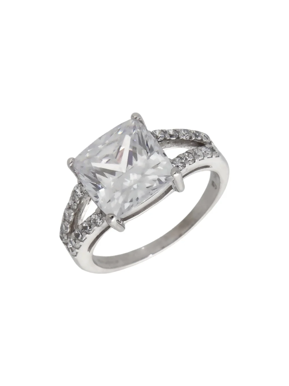 William May 9ct White Gold Cubic Zirconia Solitaire Dress Ring