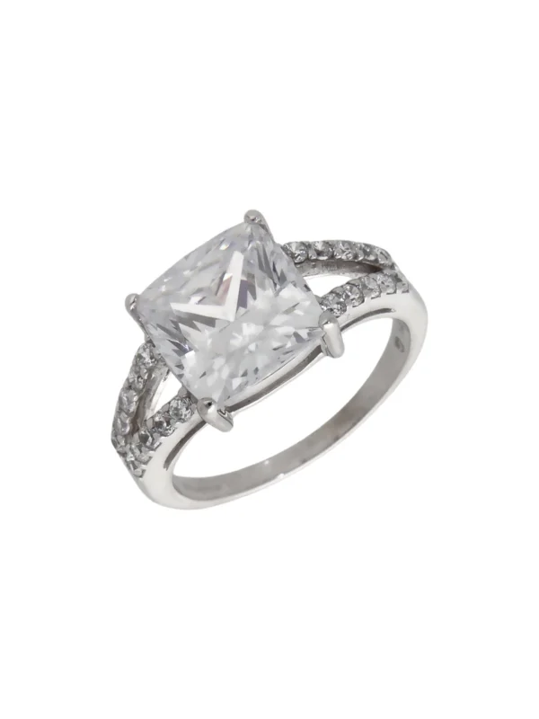 William May 9ct White Gold Cubic Zirconia Solitaire Dress Ring