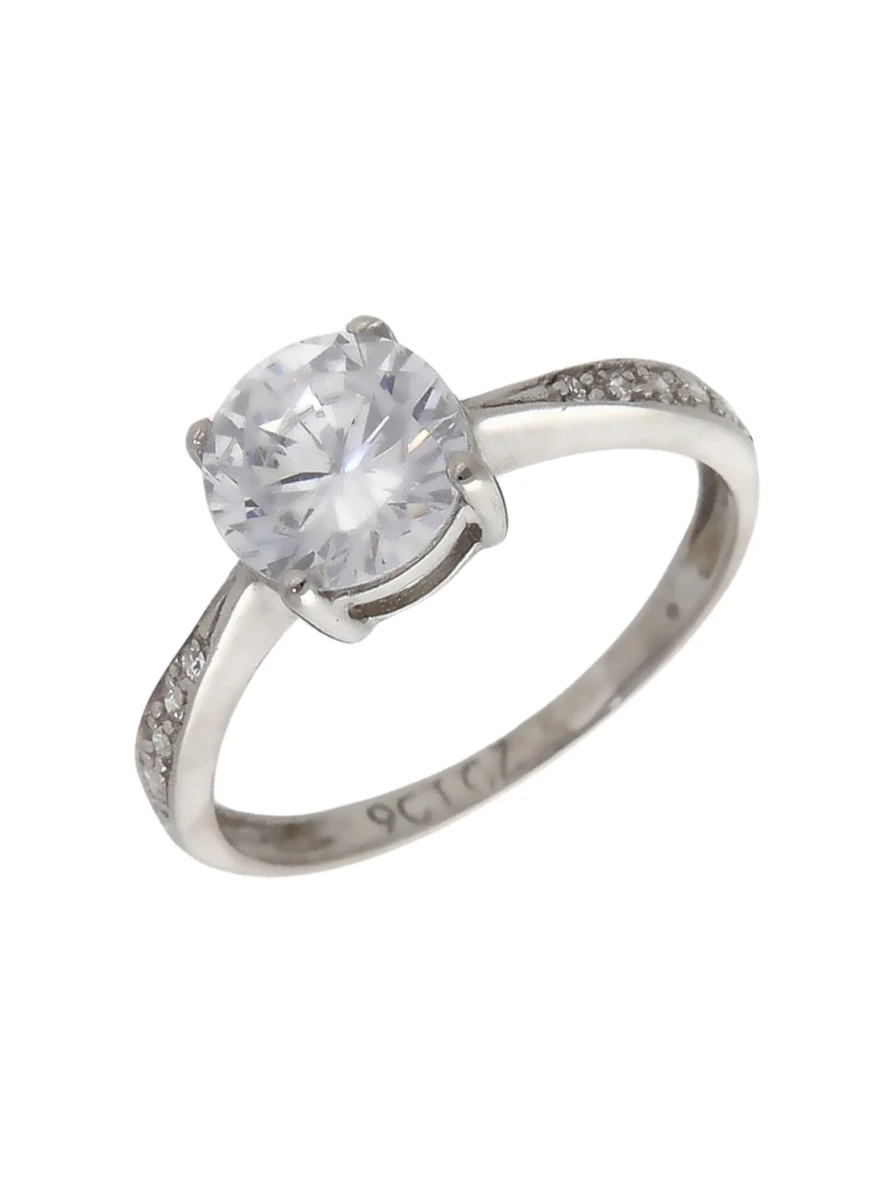 William May 9ct White Gold Cubic Zirconia Solitaire Ring