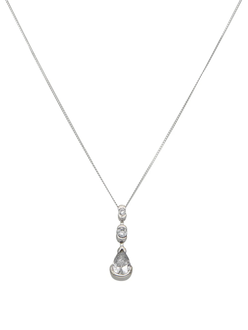 William May 9ct White Gold Cubic Zirconia Teardrop Necklace, view 2