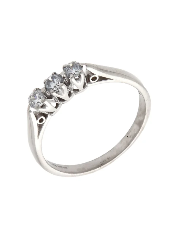 William May 9ct White Gold Cubic Zirconia Trilogy Ring