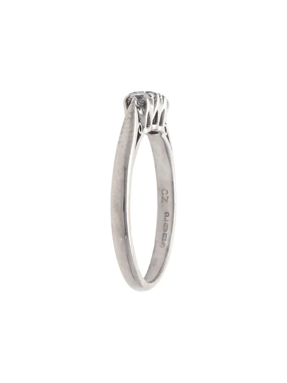 William May 9ct White Gold Cubic Zirconia Trilogy Ring, view 2