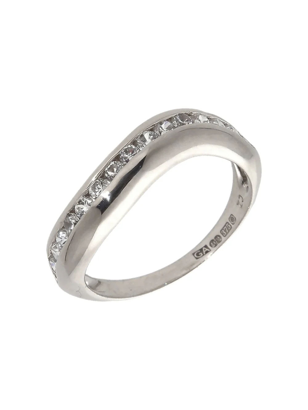 William May 9ct White Gold Cubic Zirconia Wave Band Dress Ring