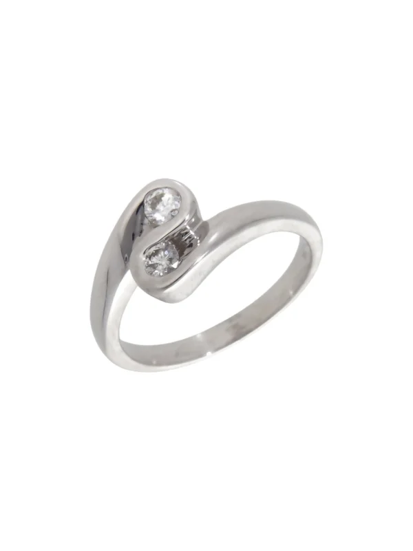 William May 9ct White Gold Diamond 2 Stone Twist Ring