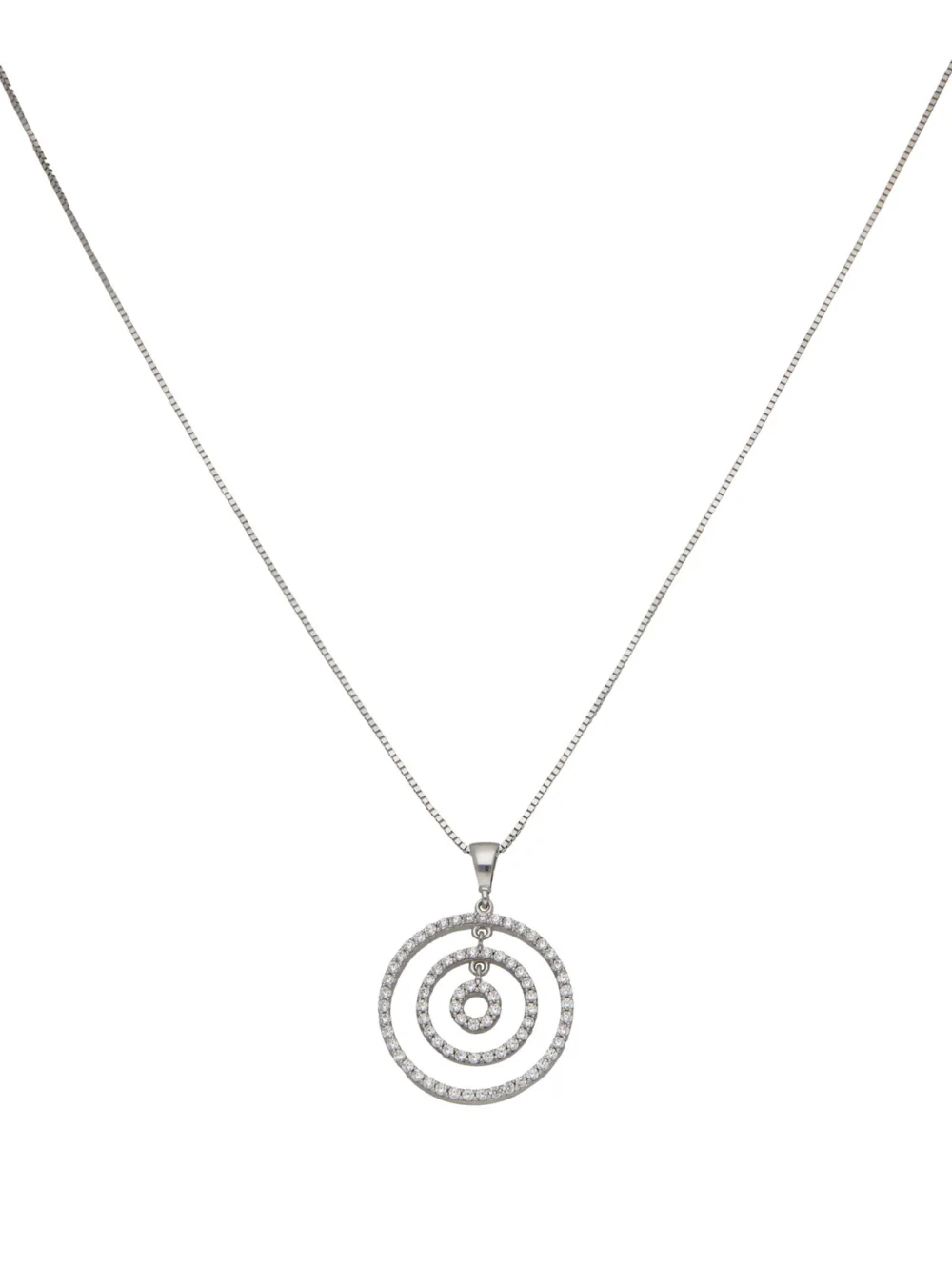 William May 9ct White Gold Diamond Circles Pendant Neclace
