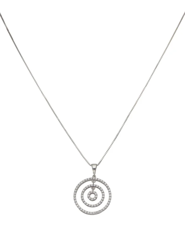 William May 9ct White Gold Diamond Circles Pendant Neclace