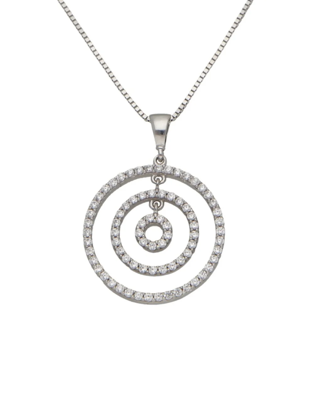 William May 9ct White Gold Diamond Circles Pendant Neclace, view 2