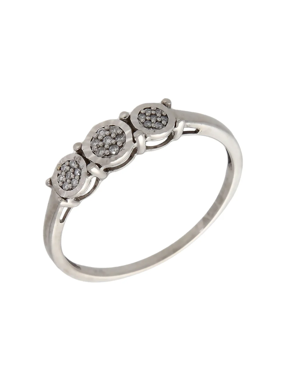 William May 9ct White Gold Diamond Cluster Trilogy Ring
