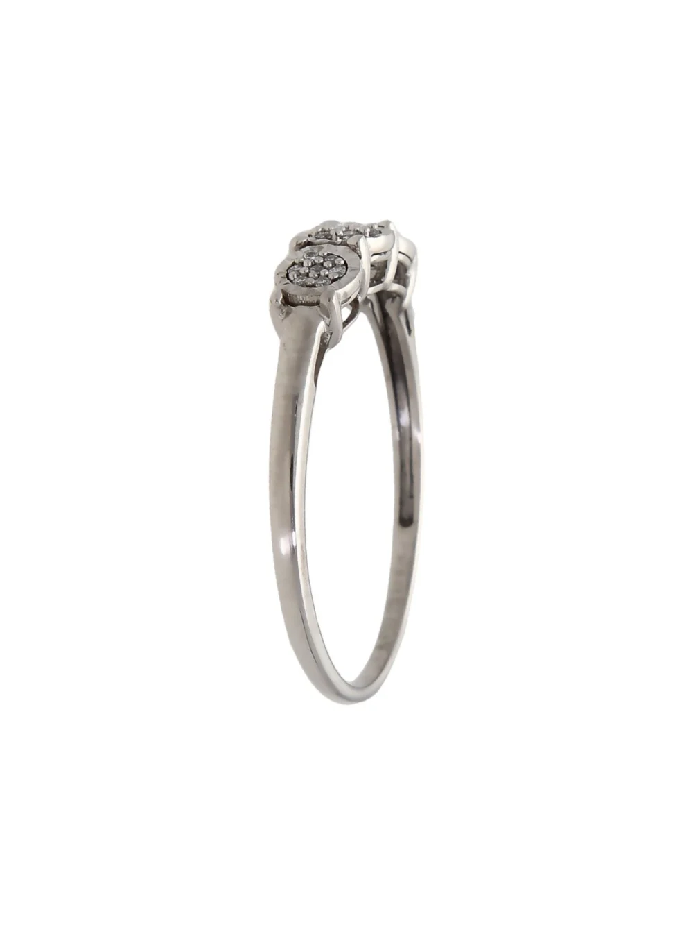 William May 9ct White Gold Diamond Cluster Trilogy Ring, view 2