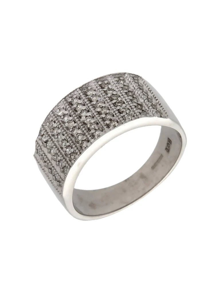 William May 9ct White Gold Diamond Multi Row Band Dress Ring