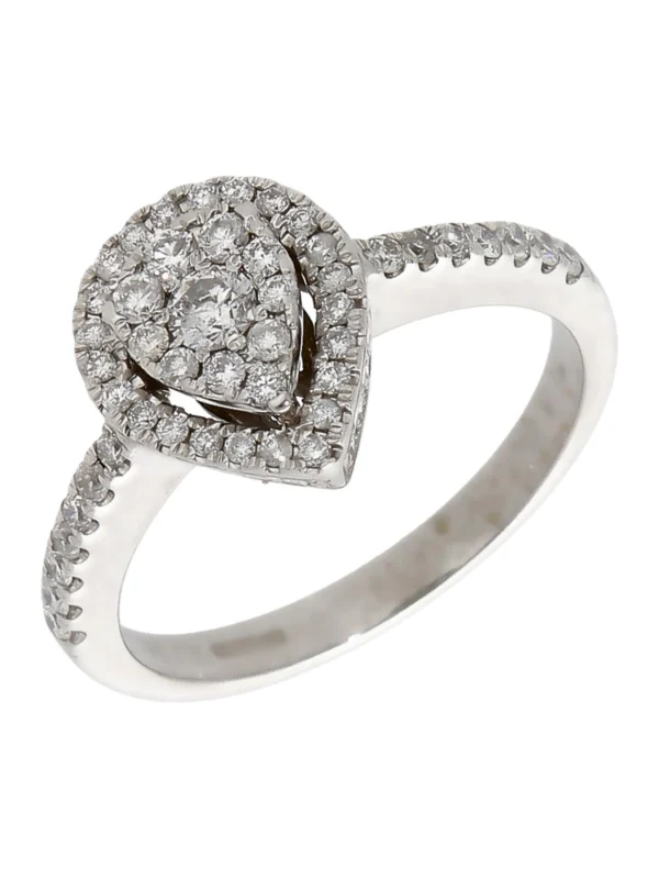 William May 9ct White Gold Diamond Pear Cluster Ring