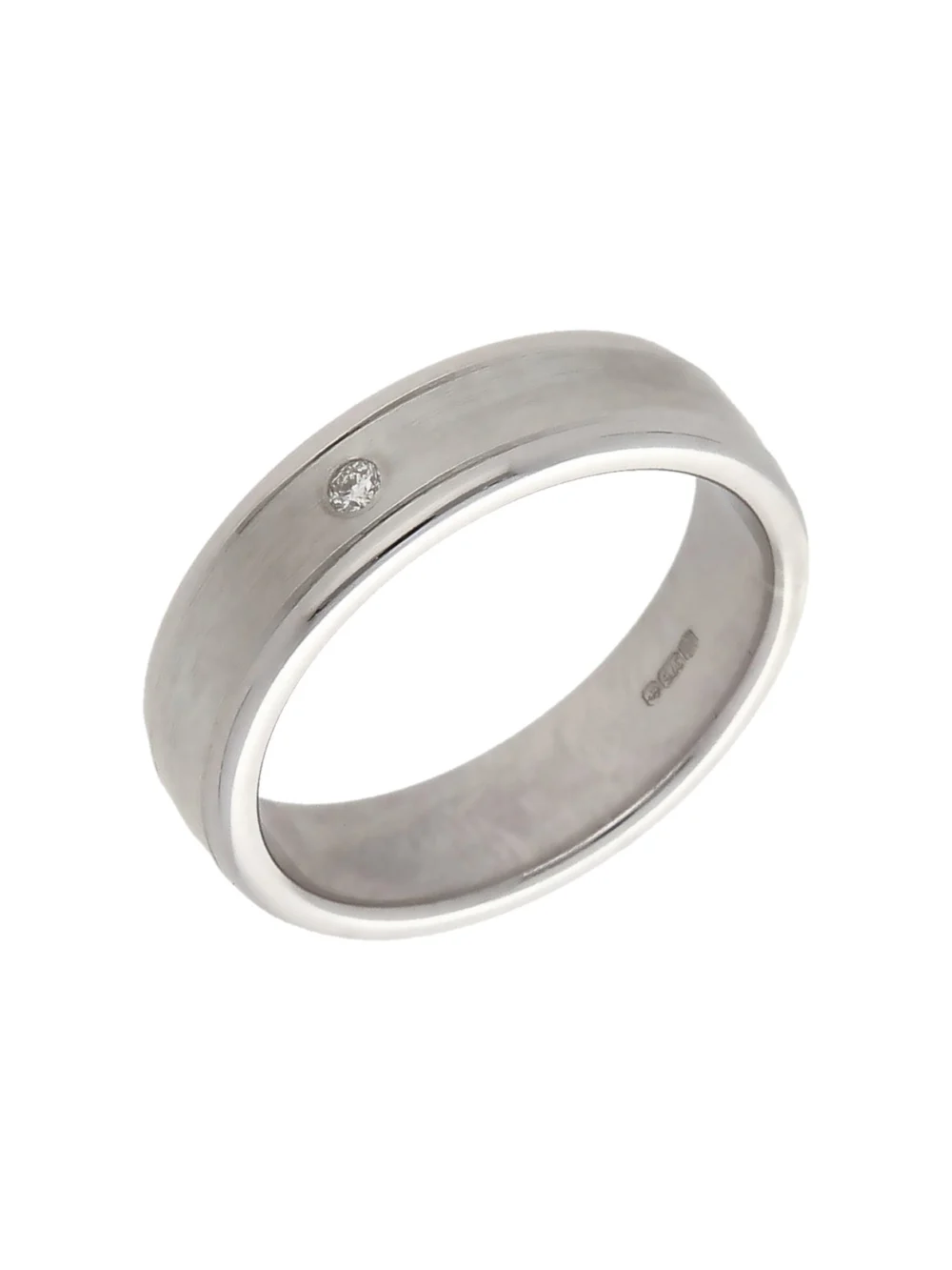 William May 9ct White Gold Diamond Set 5mm Wedding Band Ring