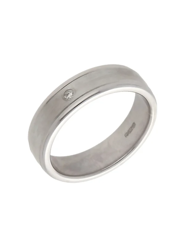 William May 9ct White Gold Diamond Set 5mm Wedding Band Ring