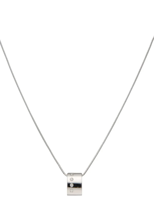 William May 9ct White Gold Diamond Set Bar Pendant Necklace